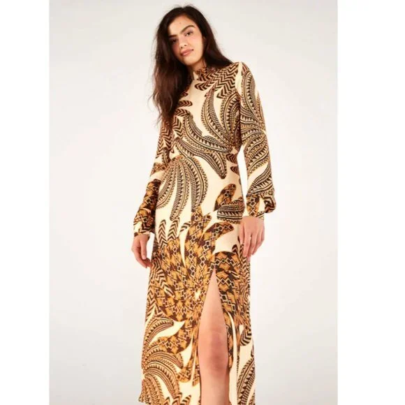 NEW Farm Rio Sand Yawanawa Vanahu Midi Dress Size XL - Picture 1 of 9